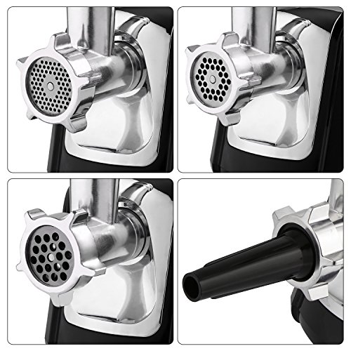 Electric Meat Grinder, Meat Mincer with 3 Grinding Plates and Sausage Stuffing Tubes for Home Use &Commercial, Stainless Steel/Silver/1000W - Thumbnail 3