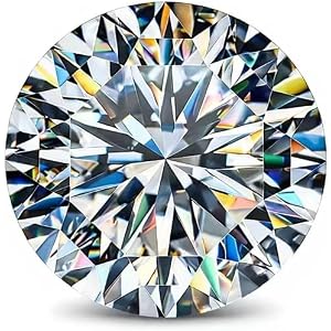 Round Moissanite Loose Stone, D Color VVS1 White, Lab Created Diamond Alternative with Certificate