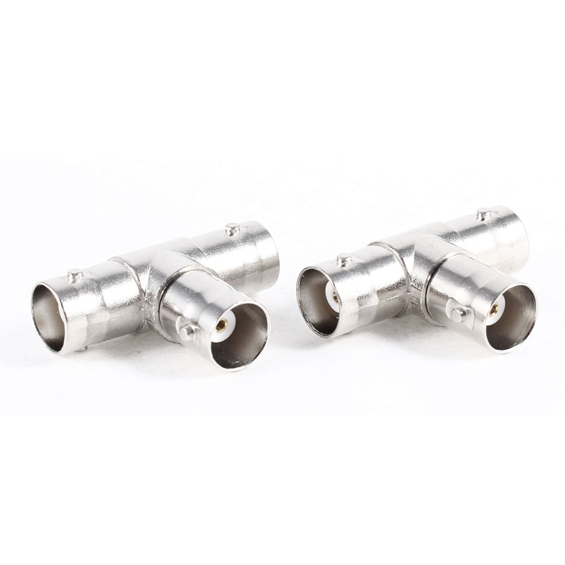 sourcing map 2 Pcs 3 Way BNC Female Jack T-shape Coax Adapter Connector Coupler