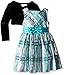 Bonnie Jean Girls Black Gold Plaid Velvet Mock Cardigan Dress