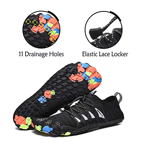 Mens Womens Water Shoes Aqua Shoe Swim Socks Quick Dry Barefoot for Boating Fishing Diving Surfing with Drainage Driving Yoga Upstream Black C 8.5 M US Women/7 M US Men - Thumbnail 4