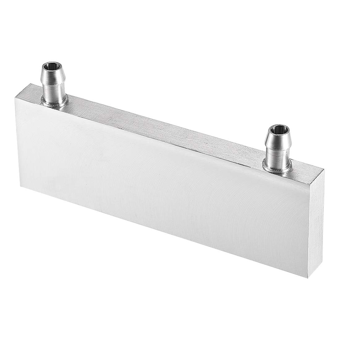 sourcing map Aluminum Water Cooling Block 40x120x12mm Polished Heatsink with Nozzle on Long Side for PC Computer CPU Graphics Radiator