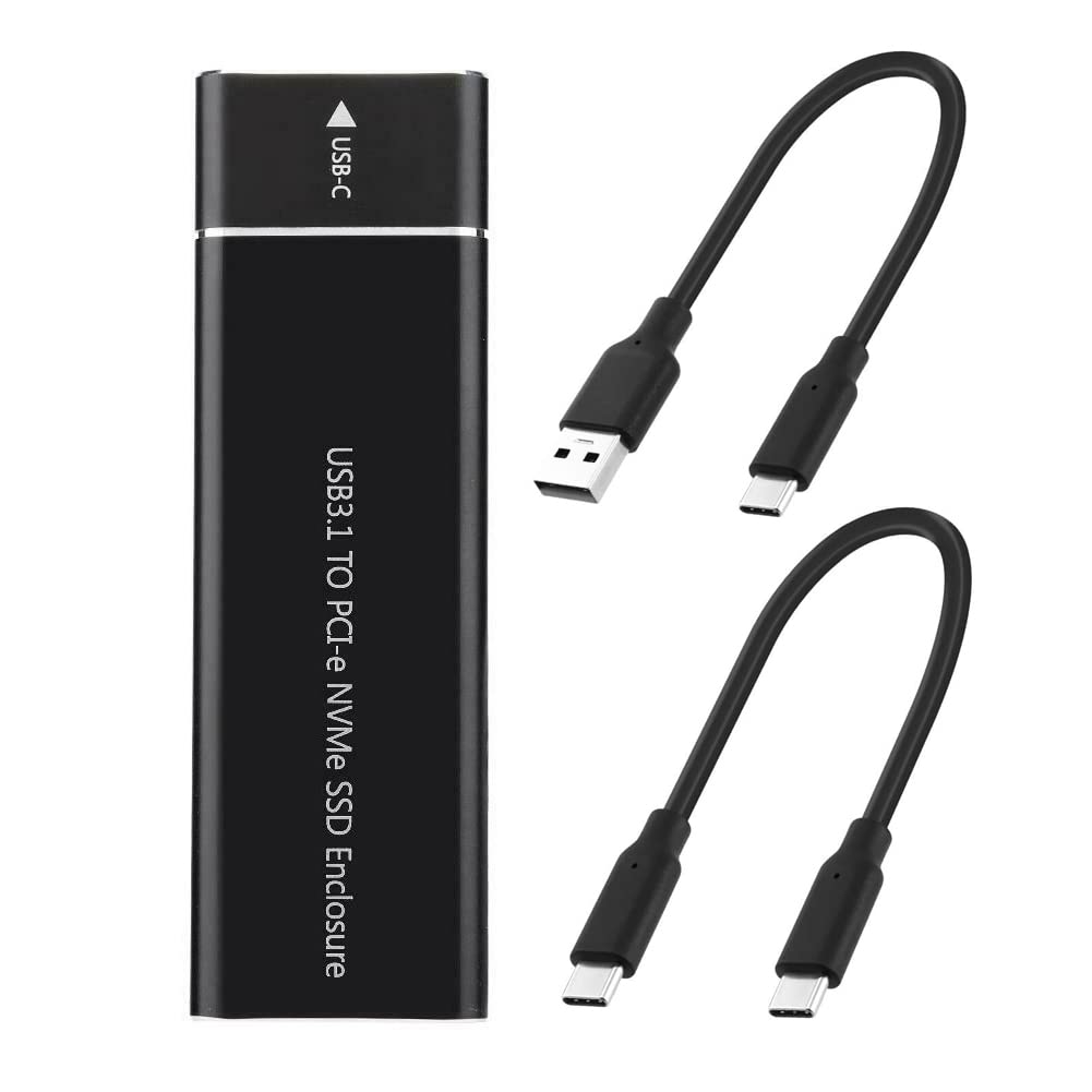 Aluminum M.2 NVME SSD Enclosure, USB 3.1 Gen 2 to NGFF NVME PCI-E M-Key Solid State Drive External Enclosure, With Type C-C Cable& USB A to USB C Cable