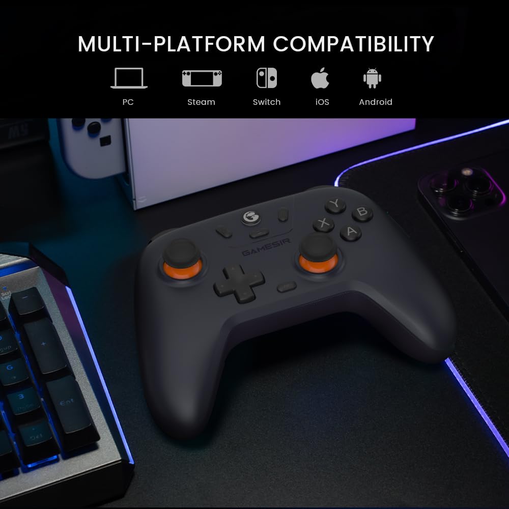 GameSir Nova Lite 2.4g Wireless Controller for Windows PC, iPhone, Android, Switch & Steam Deck, Bluetooth Controller Gamepad with Hall Effect Trigger,Turbo,Rumble Vibration (Nova Lite Purple)