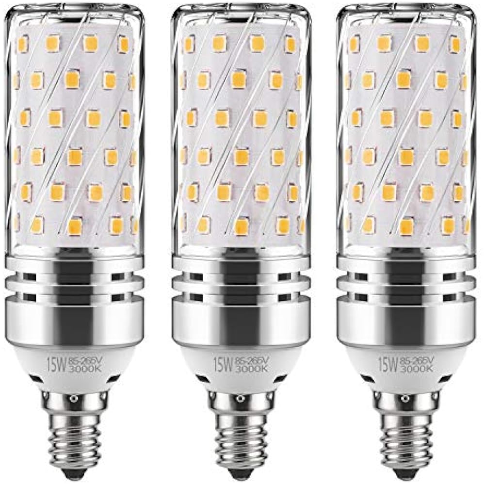 E12 LED Corn Bulbs, 15W Candelabra Light 120 Watt Equivalent, 1500lm