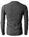H2H Men's Henley Shirt Long Sleeve Cotton Lightweight T-Shirt Charcoal US M/Asia L (KMTTL062)