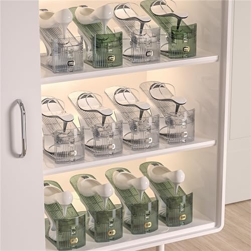 Fohome Clear Space Saving Shoe Stacker, Adjustable Shoe Slots Organizer Acrylic Shoe Rack Holder,Double Layer Stack Shoe Racks for Closet Organization (Transparent 10 Pack)