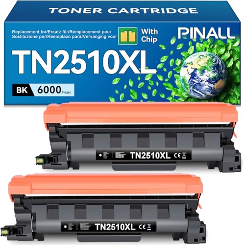 PINALL TN2510XL TN-2510XL Toner Compatible for Brother HL-L2400DW HL-L2400DWE DCP-L2620DW DCP-L2627DWE MFC-L2800DW MFC-L2827DW MFC-L2835DW MFC-L2860DWE Toner 2510 TN2510XL (with Chip, 2er-Pack)