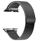 Walcase for Apple Watch Band 42mm, Fully Magnetic Clasp Mesh Milanese Loop Stainless Steel iWatch Band for Apple Watch Series 3 2 1 Sport and Edition(Black)