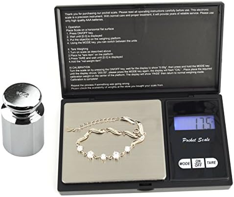 RoterSee Pocket Digital Mini Scale 200g/0.01g Weight Scale with a 200g Stainless Steel Calibration Weight (Battery Not Included)
