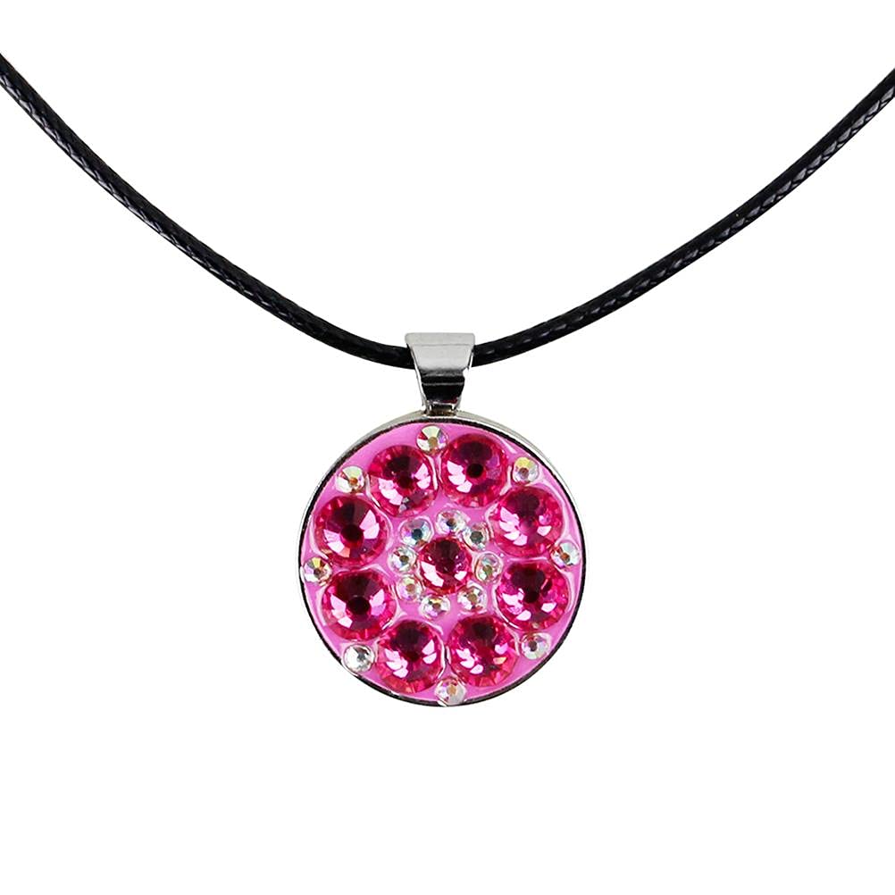 Asotagi Lady Golfer Crystal Golf Balll Markers with Golf Necklace