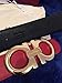 Salvatore Ferragamo Black/Red Reversible Big Gold Buckle Belt