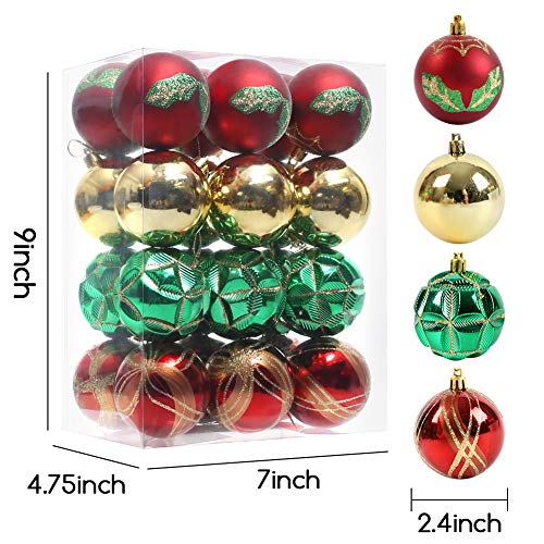 DomeStar Christmas Ball Ornaments, 24PCS 2.4 Inch Christmas Baubles Christmas Tree Decorations Tree Balls Christmas Decorations