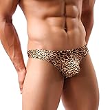 ONEFIT Men's Briefs Thong G-String Leopard Print Bulge Pouch T-Back Underpants