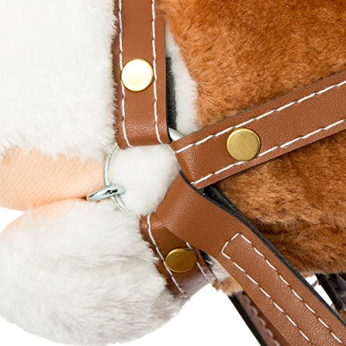 HollyHOME Stick Horse with Wood Wheels Real Pony Neighing and Galloping