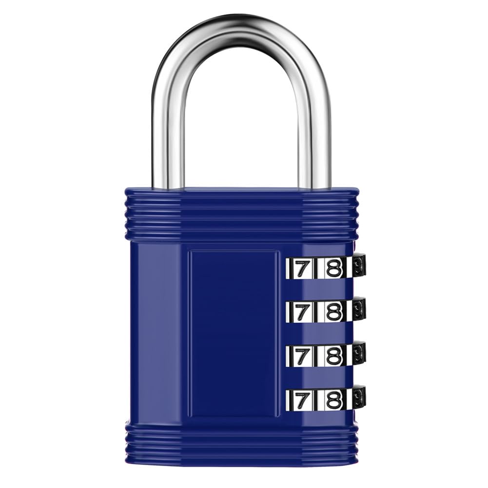 Dreneco Combination Padlock, 4 Digit Coded Padlock, Padlock for Gym Locker, School Locker Lock, Outdoor Padlock (1 Pack, Blue)