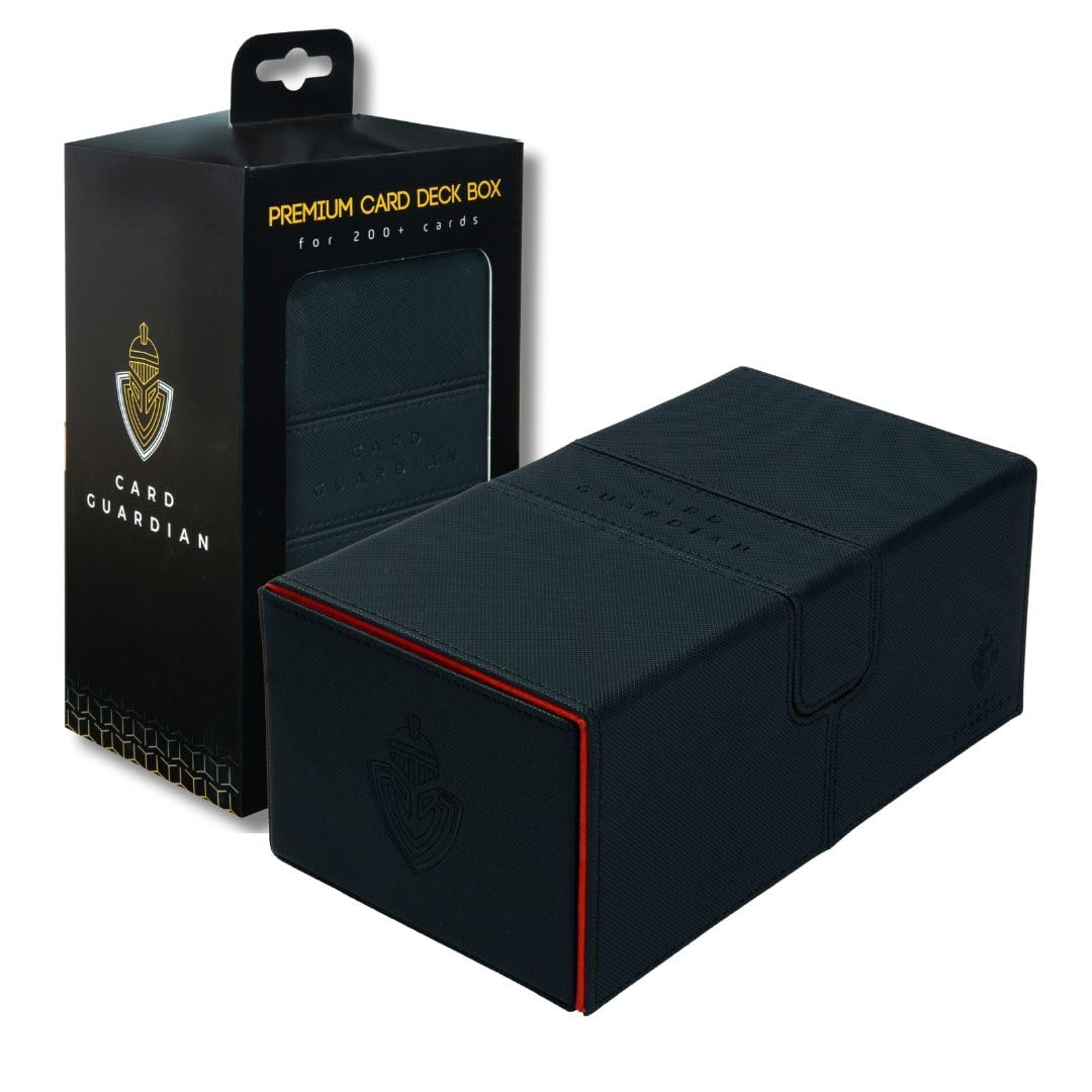 Card Guardian - Premium Double Deck Box for 200+ Cards Trading Card Games TCG (Black)