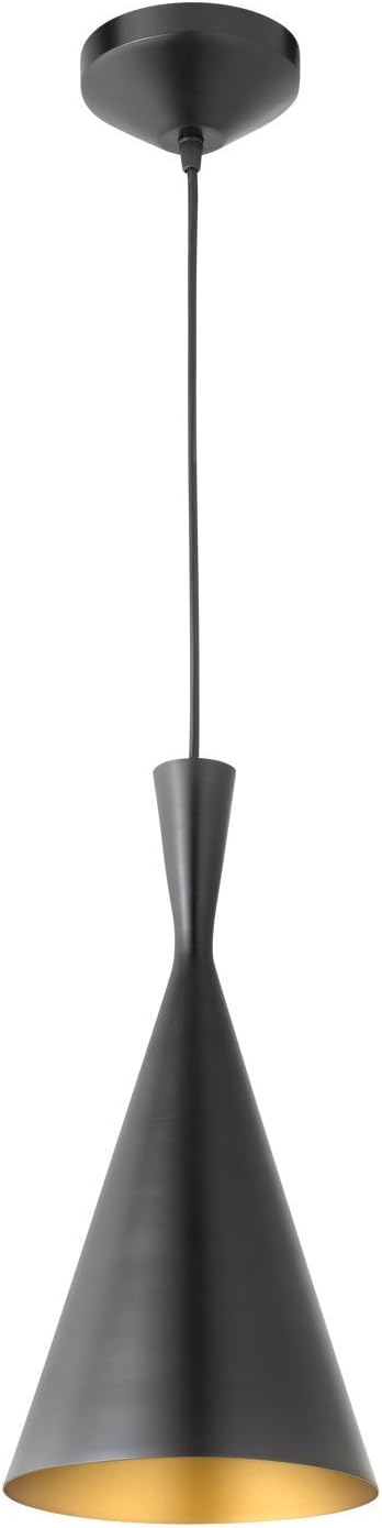 GreyWings Single Head Vintage Black Metal Cone Shaped Hanging Light Pendant Ceiling Light Lamp Industrial Retro Country Style (Big)