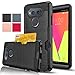 Anoke Card Slot Holder [Not Wallet] Fit For LG V20 Case Cover With Dual Layer Silicone Rubber Hybrid Armor Shockproof Protective Holster Heavy Duty case for LG V20 - KLS Black