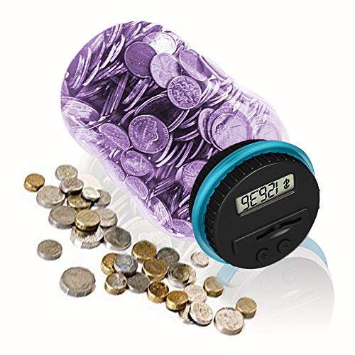 HeQiao Digital Coin Bank Auto Counting Savings Jar for US Coins (Purple)