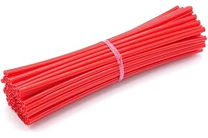 YUANQIAN Super Pop Bicycle Spoke Skins Wraps Compatible with Schoolmate Bike Fans- Colorful Bike Wheel Decoration-72 Pcs(Red)