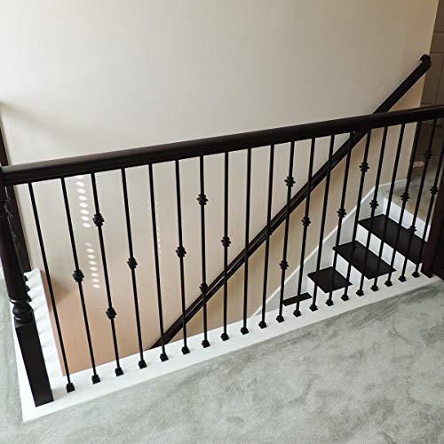 Stair Balusters (10-Pack) Hollow Double Knuckle Iron Spindles - Real Satin Black not Matte Metal Balusters 1/2" x 44" Tall Stair Parts Metal Spindles - Thumbnail 4