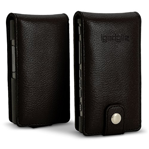 iGadgitz U6340 Leather Flip Case Cover with Magnetic Closure and Screen Protector Compatible with Sony Walkman NW-A35, NW-A40 and NW-A45 MP3 Players - Black - Thumbnail 2