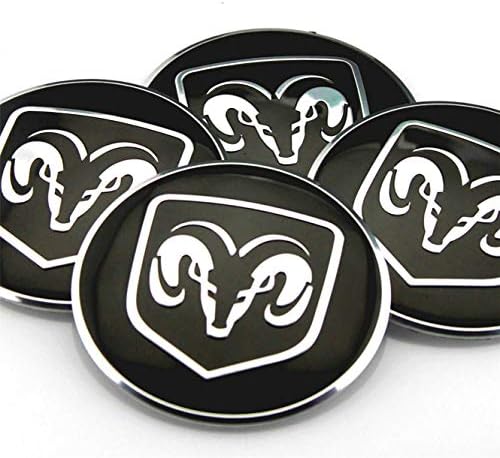yanzhongmaoyi 4X Fit Dodge ram challenger ACRYLIC Aluminum WHEEL CAPs EMBLEM Stickers 56mm NEW