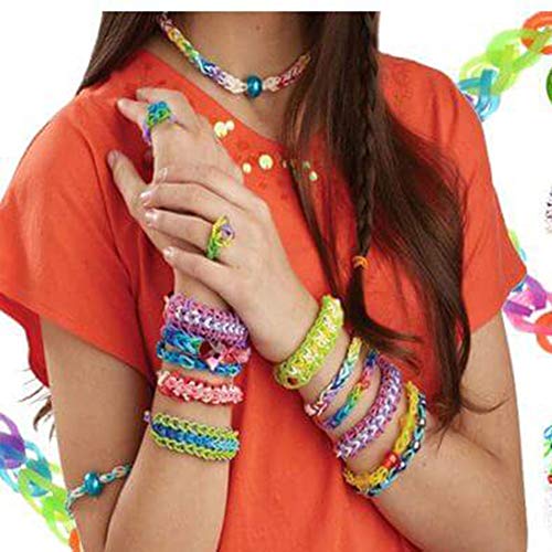 7600+ Rainbow Rubber Bands Loom Rubber Bands Set Includes: 6900 Quality Loom Rubber Bands 22 Unique Colors, 6 Crochet Hooks, 2 Y Loom , 500 Clips, 225 Beads, 30 Lovely Charms, 3Hair, 3Backpack Hooks