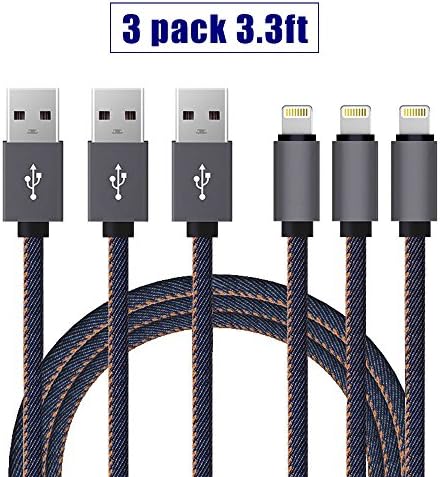 SUMDY Lightning USB Cable Denim Charging Cord 1m 3pcs Usb 2.0 Data Sync Cable for Apple