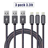 SUMDY Lightning USB Cable Denim Charging Cord 1m 3pcs Usb 2.0 Data Sync Cable for Apple