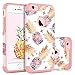 BENTOBEN iPhone 6 Plus Case, iPhone 6S Plus Case, Pineapple Dual Layer Protective Glossy Phone Case Cover, White/Rose Gold