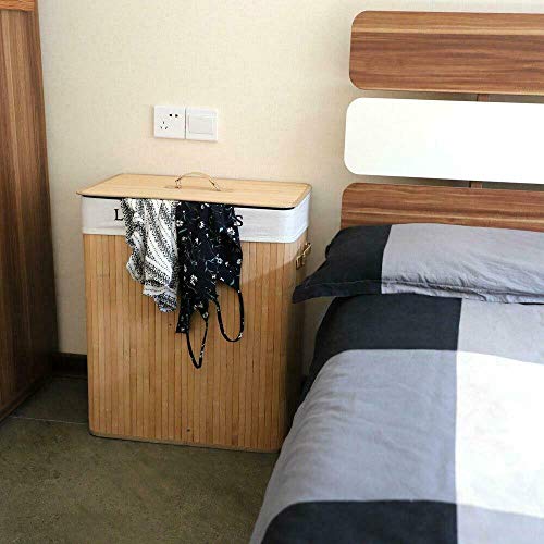 Sturdy and Durable Bamboo Laundry Hamper Basket Washing Clothes Storage Bin Sorter USA Natural Used to Organize Dirty Clothes, Sundries, Books, Quilt Covers