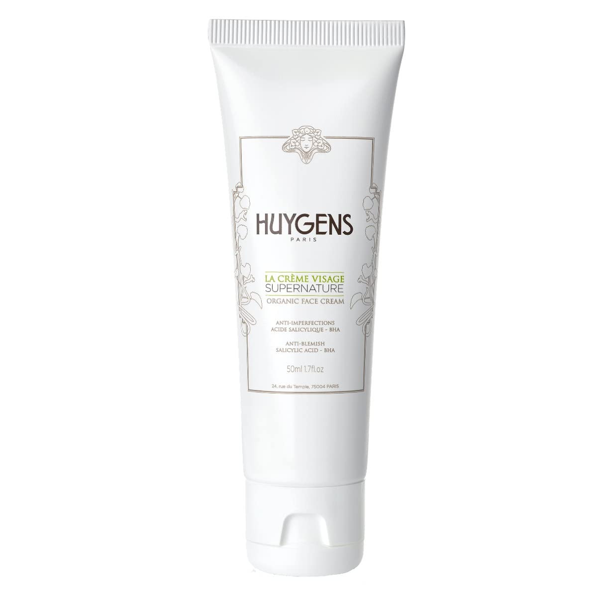 Supernature Face Cream HUYGENS - Healthy Glow & Anti-blemishes - Nourishes & Matifies the Skin - Sensitive Skin - With Salicylic Acid - Natural & Organic - Vegan - Made In France - 50 ml