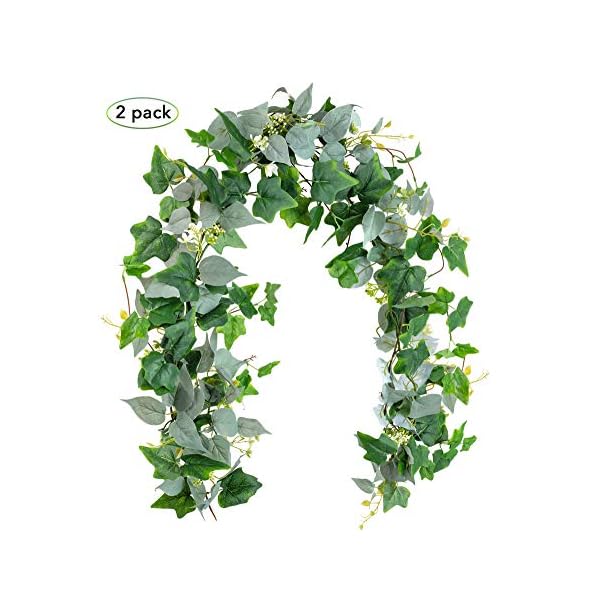 Artificial Greenery Garland, Fake Vines Pack of 2 6FT Faux Green
