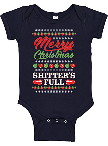 Panoware Funny Baby Christmas Vacation Bodysuit | Shitter's Full, Navy Blue, 12-18 Months