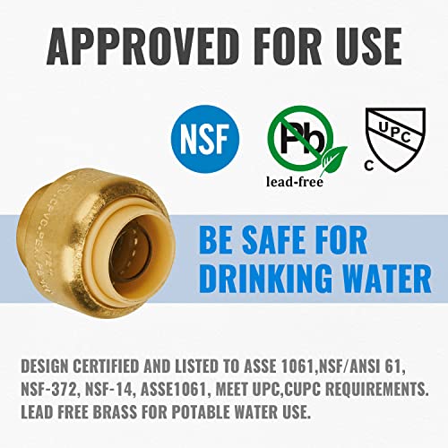 SUNGATOR 12Pack Push Fit PEX End Cap, 1/2Inch PushtoConnect, No