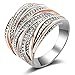 Mytys Silver Rose Gold Intertwined Statement Ring Wedding Band Rings for Women Men 18mm Wide Size 6/7/8/9/10/11