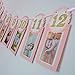 Soccerene Pink 12 Months Photo Banner | Gold Glitter Wordings | Girl's First Birthday Decorations