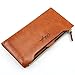 Pidengbao Women's Long Solid Zipper Hasp Clutch Wallet Dark Coffee