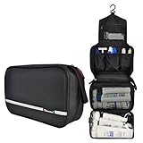 MONSTINA Travel Toiletry Bag Cosmetic Organizers with Hanging Hook Use in Hotel,Bathroom(Black)
