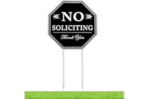 Kichwit No Soliciting Sign for House, No Soliciting Yard Sign, 12" x 25", Long Metal Stakes Included