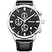 SONGDU Date Multifunction Chronograph Watches For Men Online Stopwatch Black Leather Strap Luminous Hands