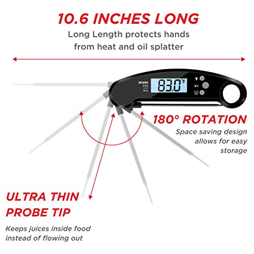 Digital Meat Thermometer- Top Waterproof Instant Read Thermometer with Talking Function, Backlight, Calibration, and Magnet. Super Fast Food Thermometer for Kitchen, Cooking BBQ, Grill! - Thumbnail 4