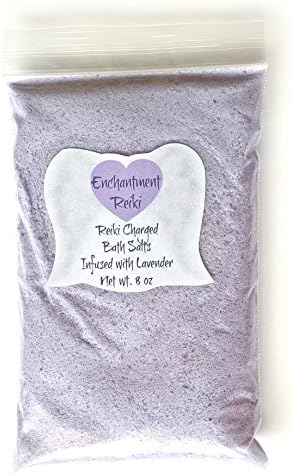 8 oz net wt. LAVENDER Reiki Charged Bath Salts Pink Himalayan Halite &amp; Epsom infused with Essential Oil