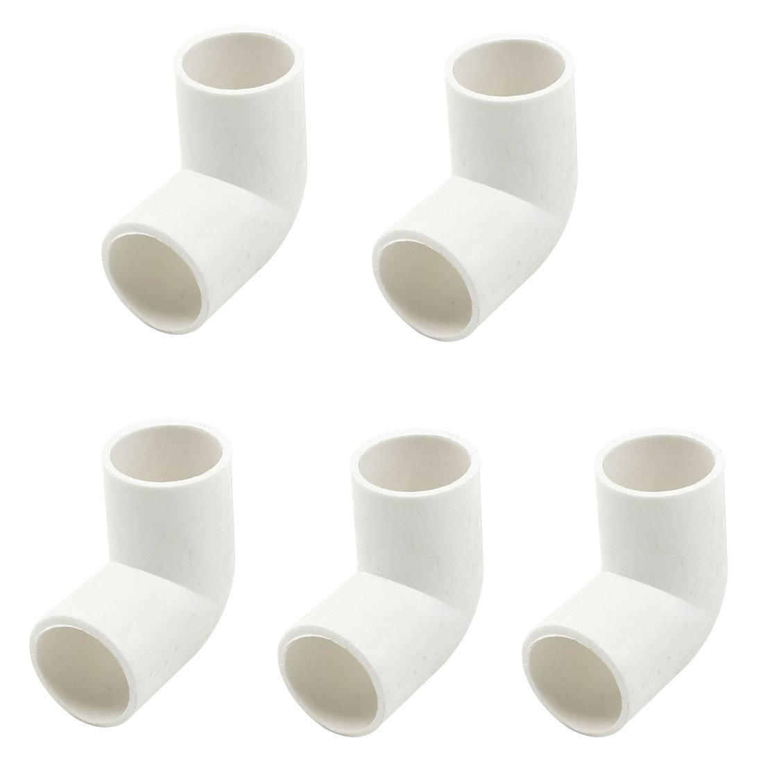 sourcing map 5 Pcs 20mm Inner Diameter 90 Degree Elbow PVC Pipe Connectors White,41 x 41 x 23mm(LxWxD)