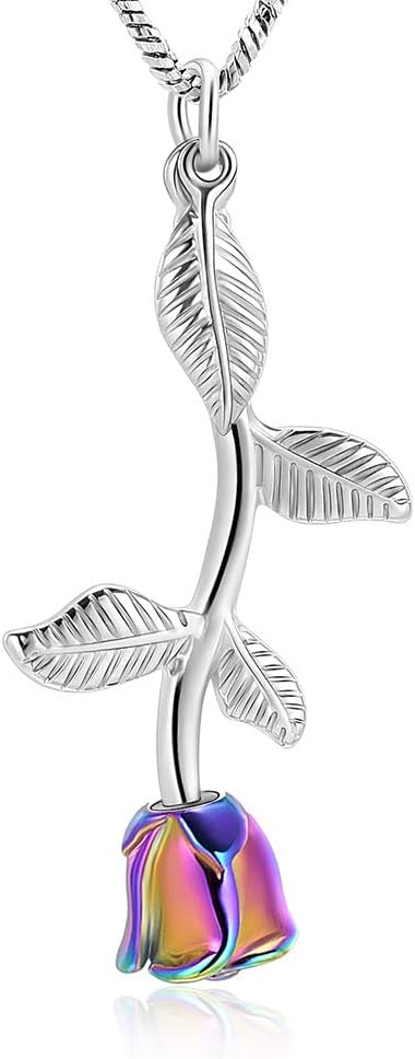 YinplsmemoryCrystal Love Heart Urn Ashes Necklace for Women Mom Memorial Ashes Keepsake Cremation Jewelry with Tulip Flower
