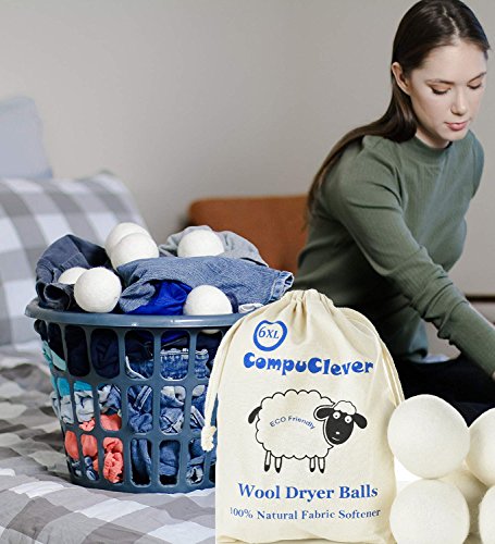 image for Wool Dryer Balls by Teemour Pack of 6 XL Organic Natural Fabric Soften
