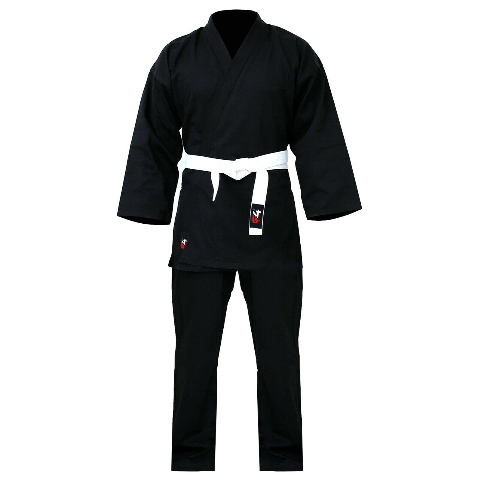G4 Karate Suit GI Aikido Training Adult Student Uniform Set Free Belt Black White, black, 00