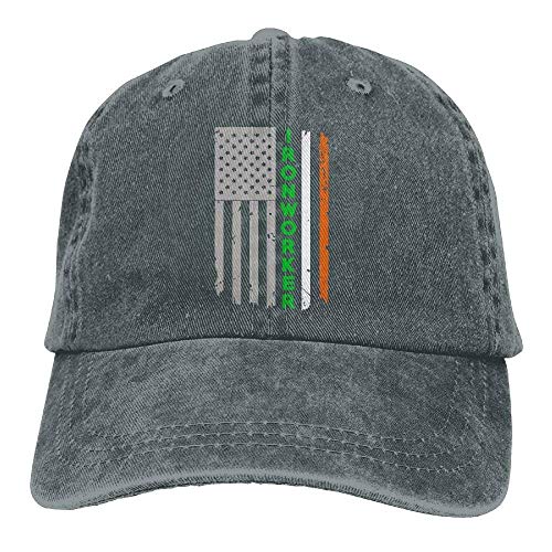 Adjustable Yarn-Dyed Denim Baseball Caps Ironworker Irish American Flag Cap